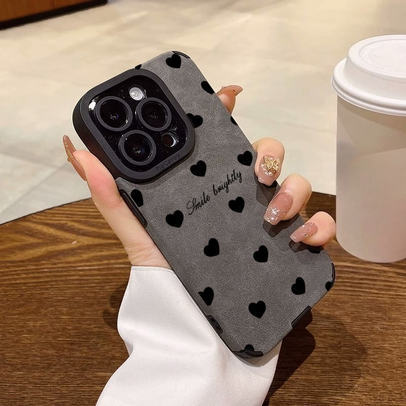 Xo Phone Accessories - 新型高級ブラックラブハートソフトフォンケース iPhone 17 16 15 14