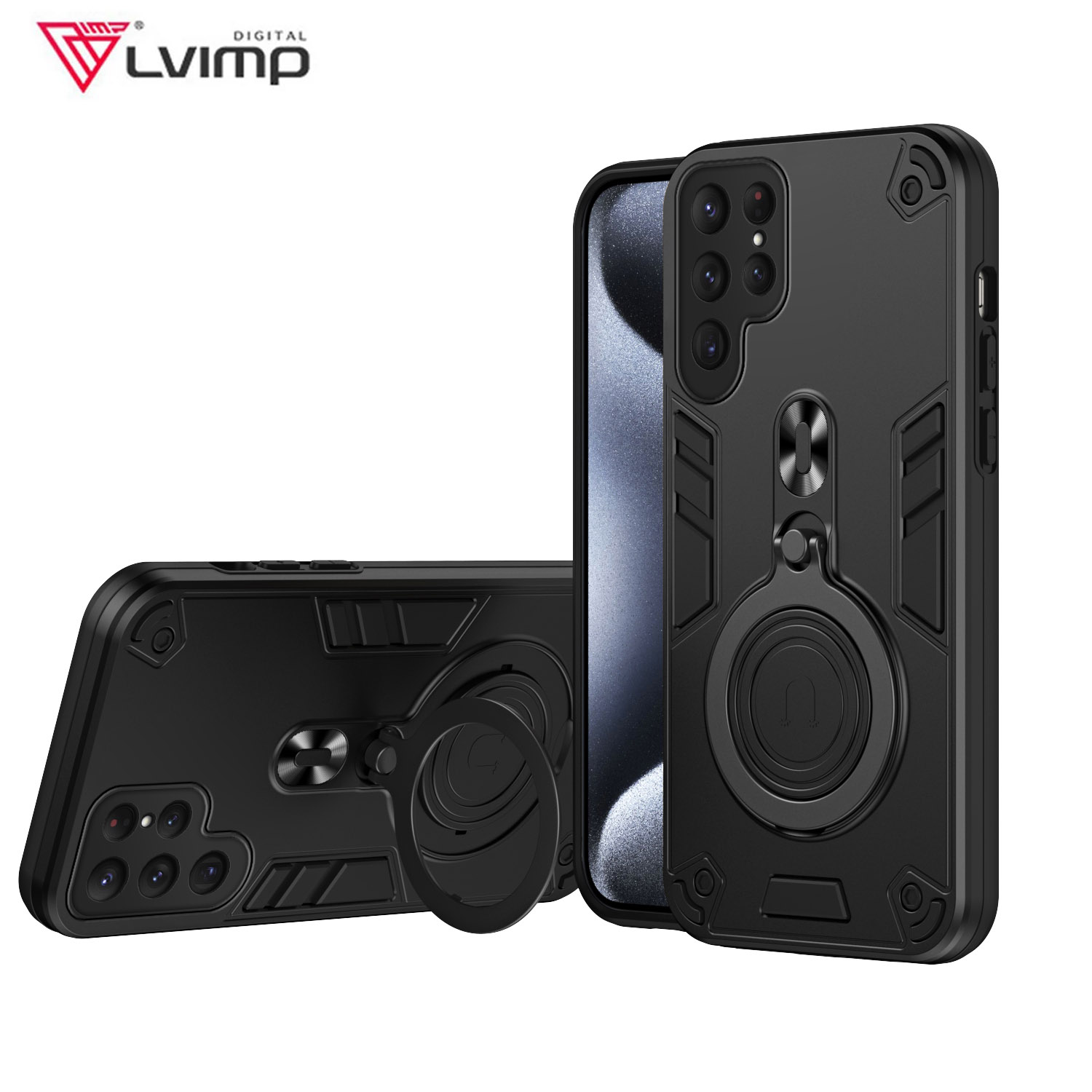 Phone Ring Holder - 新しい360 ° 回転式メタルカーブラケットリングリバースマグセーフ磁気アーマーフォンケース（サムスンギャラクシーS25、S24ウルトラ、S23 FE用）