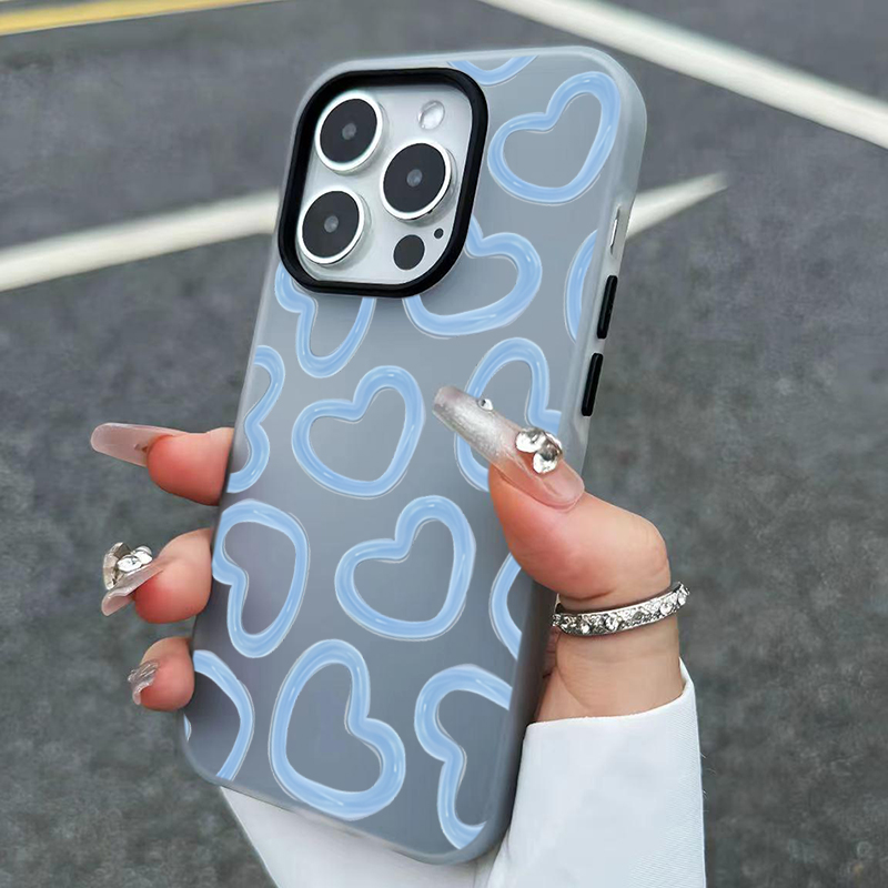 Xo Phone Accessories - かわいい油絵風ハート柄のiPhoneケース（iPhone 17、16、15、14、13、12、11 Pro Max、XS、X、XR、7、8Plus、16E Air対応）耐衝撃カバー