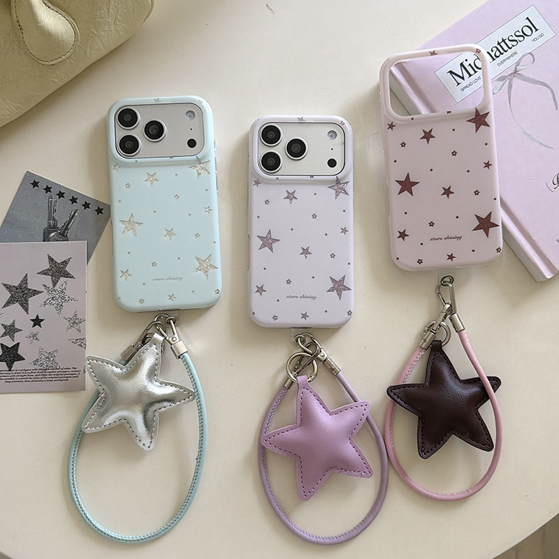 Phone Accessories Charms - 韓国のかわいい星柄スマホケース iPhone 17 Pro 16 15