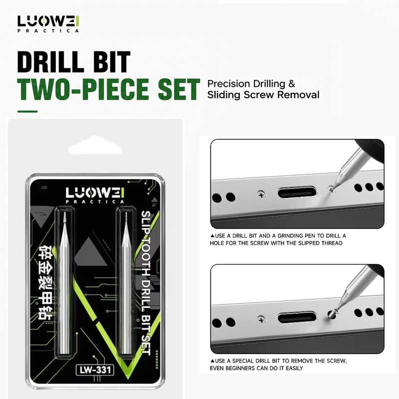 Phone Accessories Repair - LUOWEI LW-331 電話修理用ネジ外しツール 合金製 2.35mm スマホ用スライド式ドリルビット除去ツール