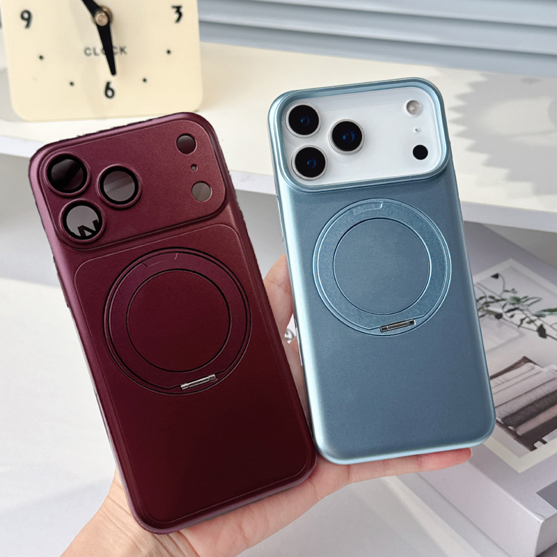 Phone Ring Holder - 360 ° 回転式金属製車載ホルダーリング付きマグセーフ対応マグネット式iPhone 18/17 Pro Max用ハードPCバンパーバックカバー