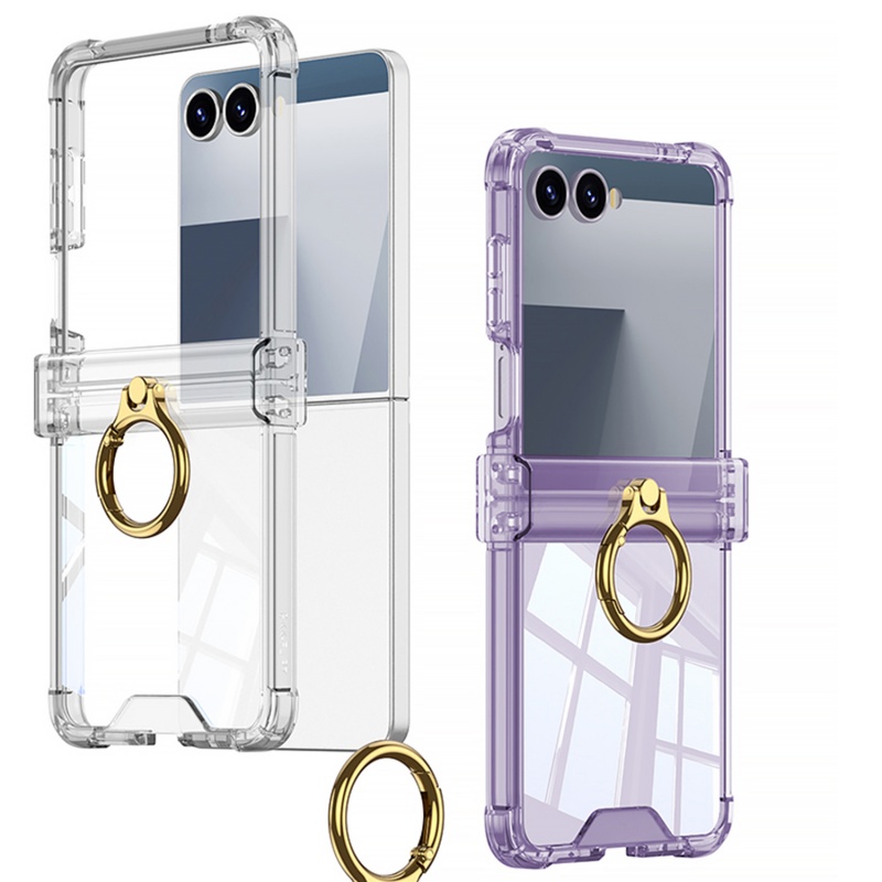 Phone Ring Holder - 高級リングホルダー付きエアバッグヒンジ保護スマホケース Samsung Galaxy Z Flip7 FE