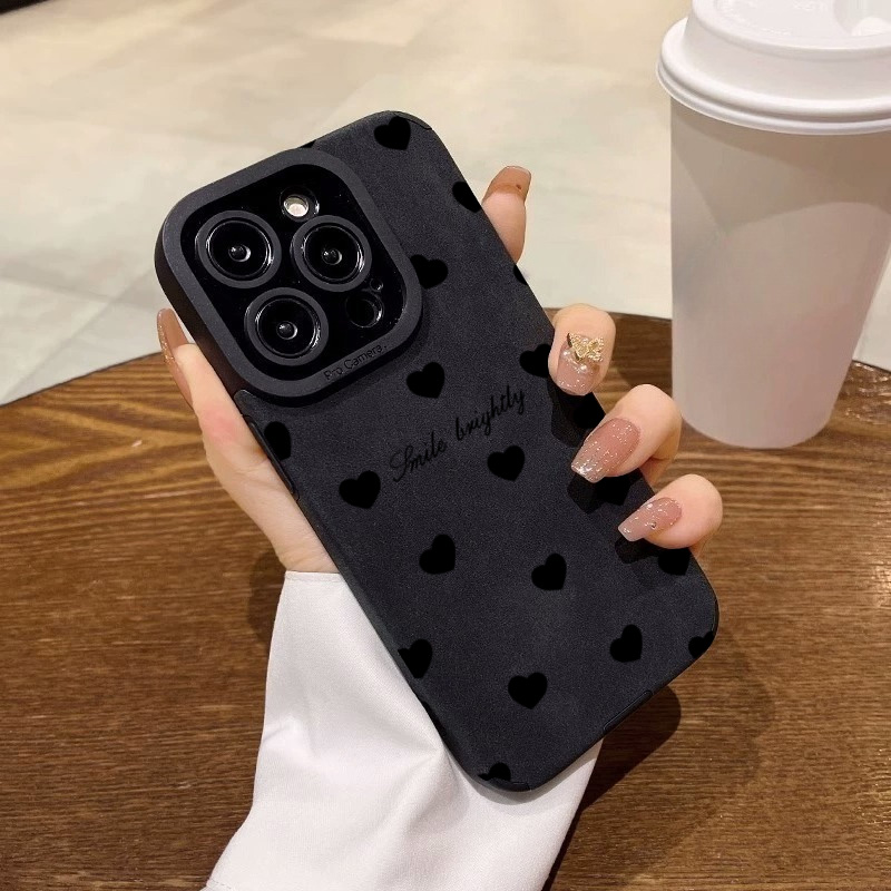 新型高級ブラックラブハートソフトフォンケース iPhone  - Xo Phone Accessories のレビューと価格