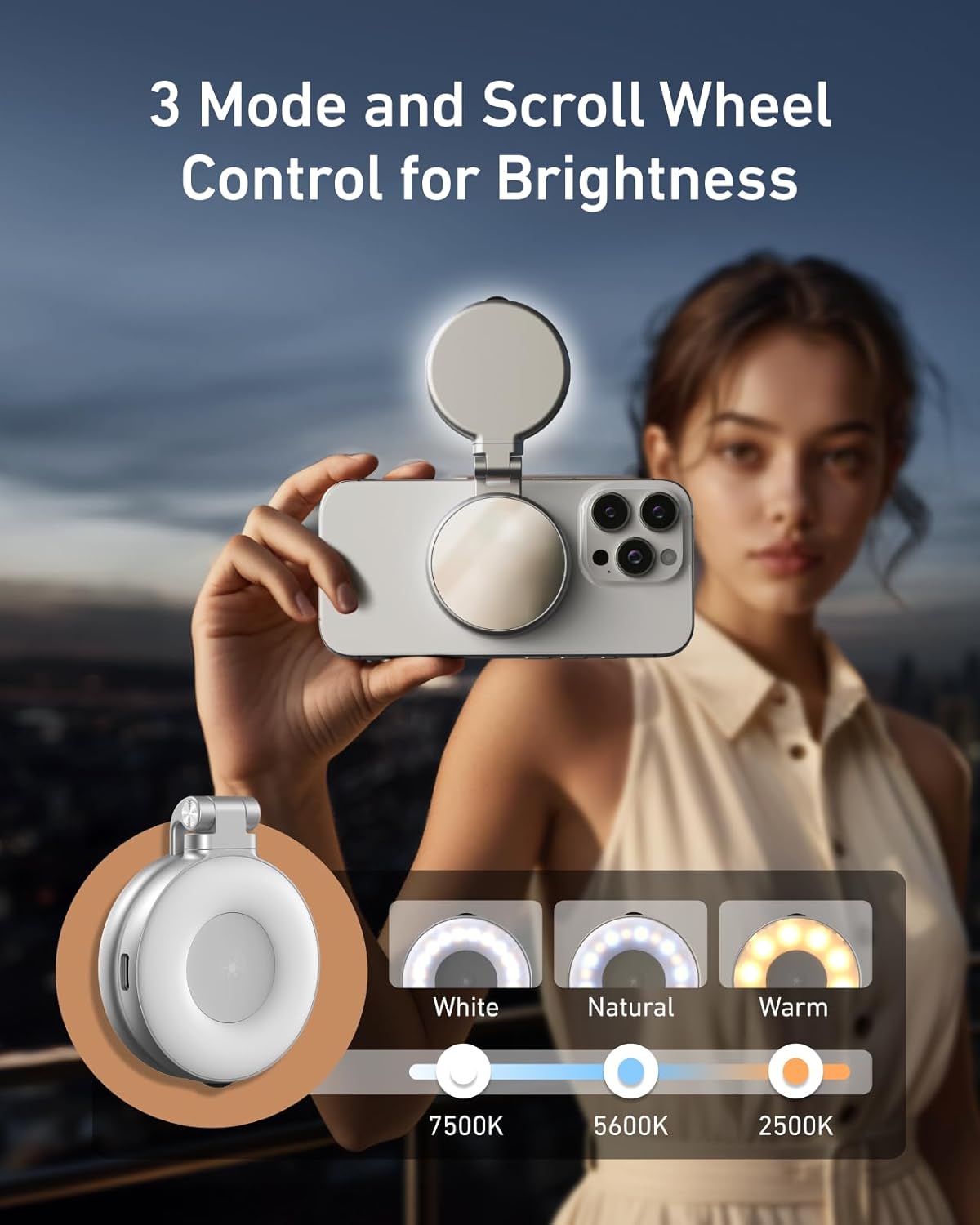 マグネット式自撮りライトキット 携帯電話用ライト 化粧鏡付き - Phone Accessories Kit のレビューと価格