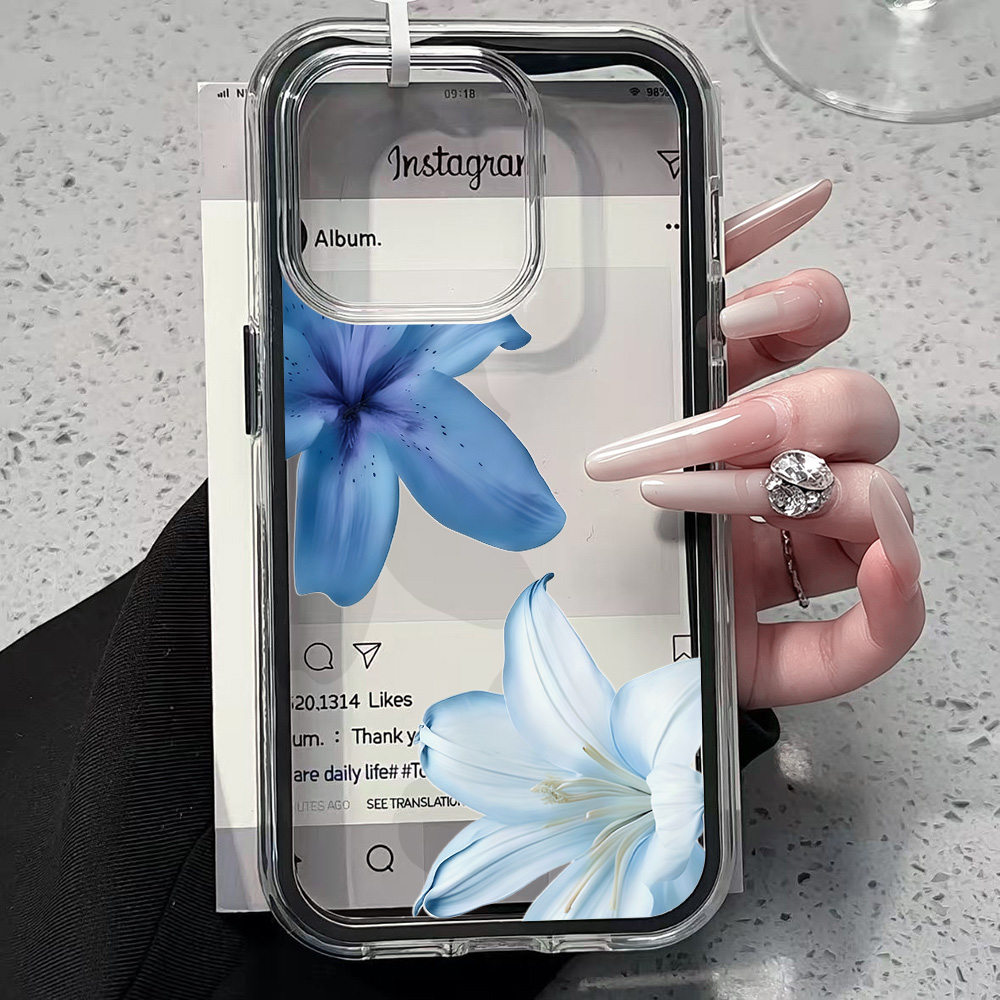 青いユリの花柄クリアスマホケース iPhone 17 13  - Xo Phone Accessories のレビューと価格