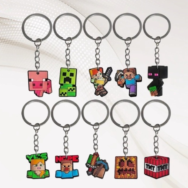 マインクラフトの人気ゲーム10個入りキーホルダー周辺グッズP - Phone Accessories Charms のレビューと価格
