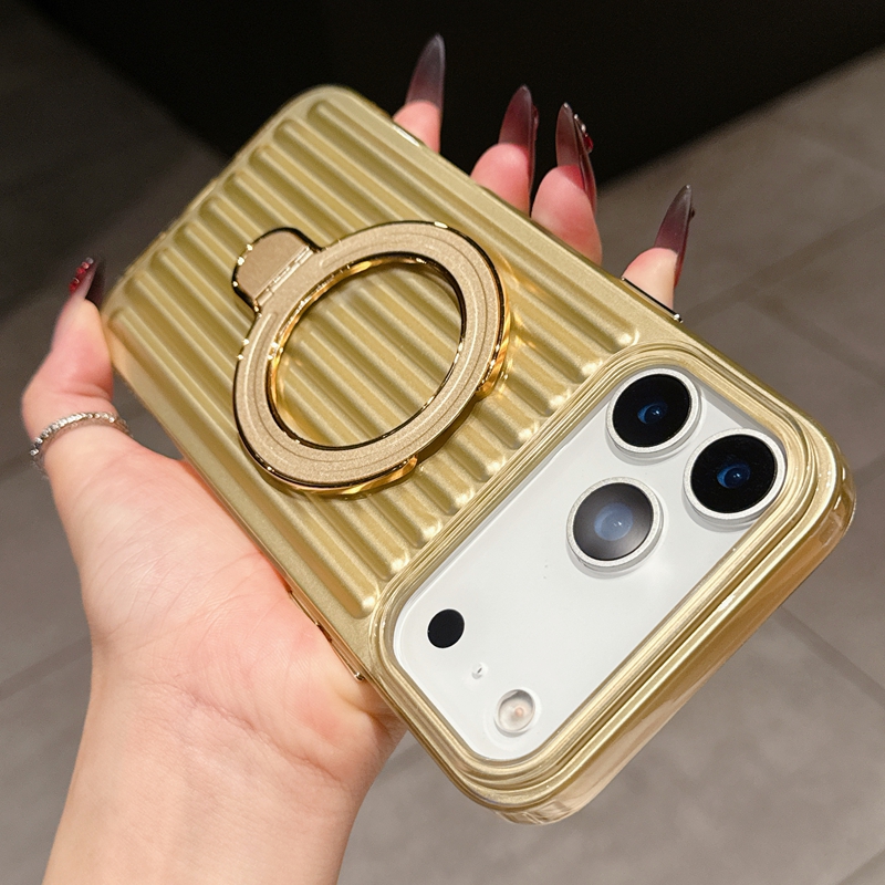 高級ストライプ柄リングホルダー付きマグネット式iPhoneケ - Phone Ring Holder のレビューと価格