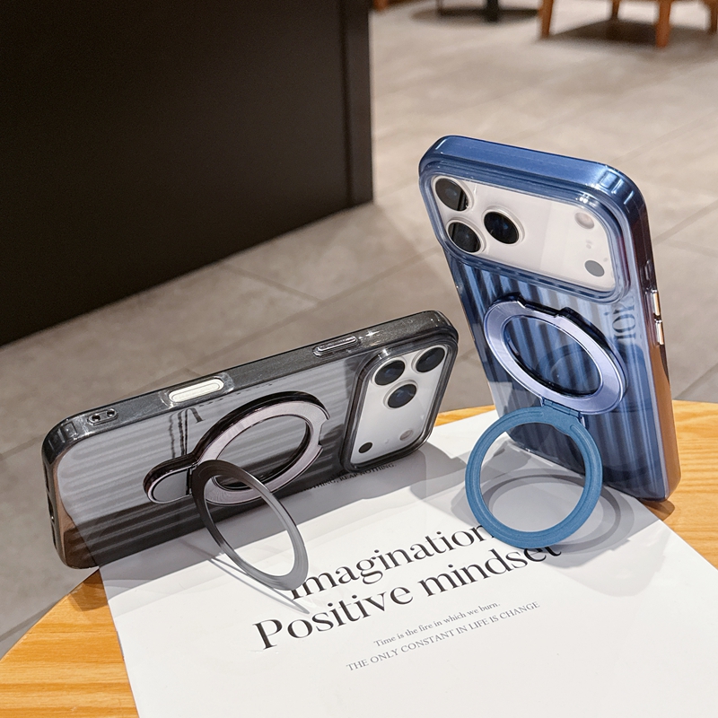 高級ストライプ柄リングホルダー付きマグネット式iPhoneケ - Phone Ring Holder のレビューと価格