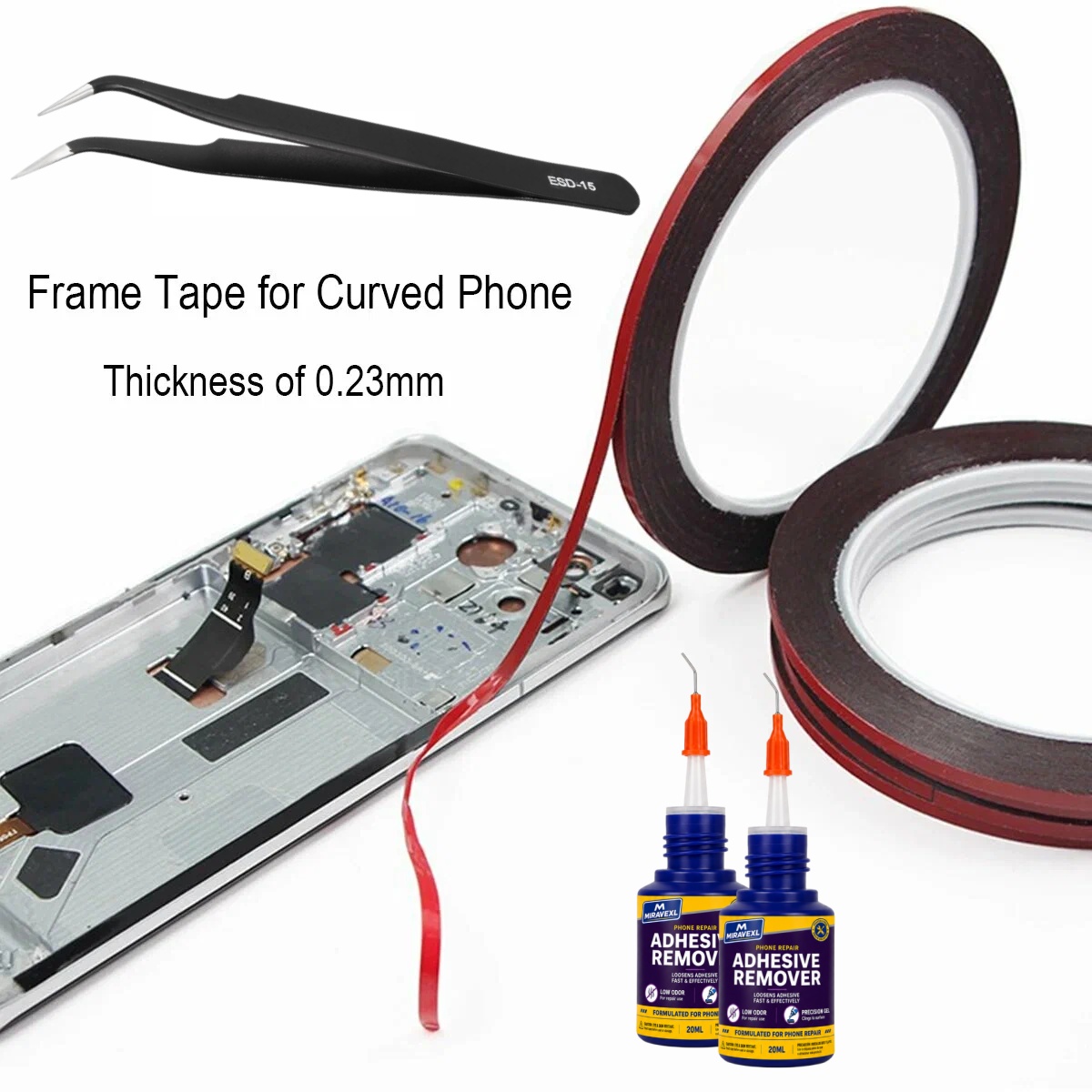 2mmの携帯電話画面修理テープキット、ピンセットと20mlの - Phone Accessories Repair のレビューと価格